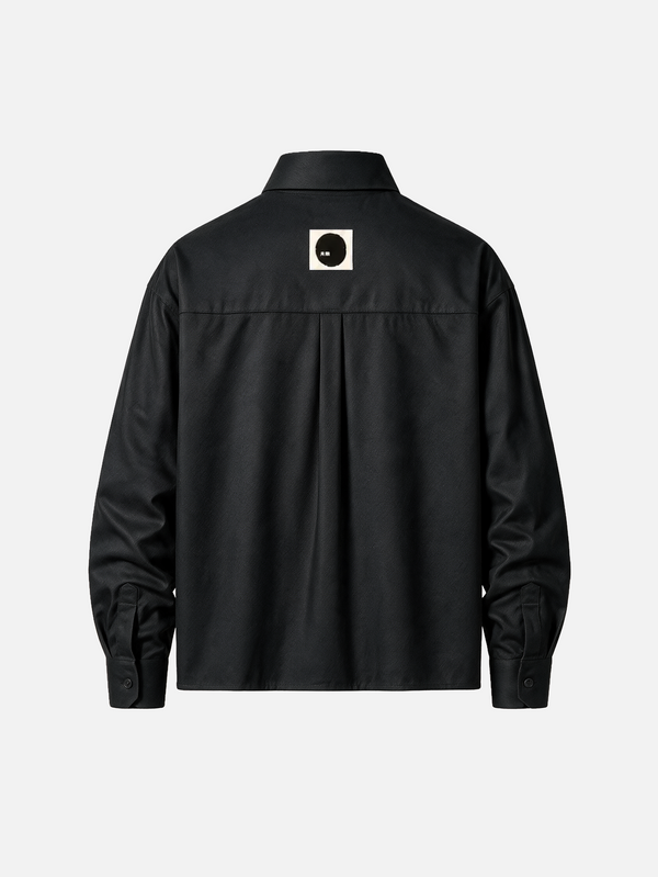 shopi go Kitami Oversize Shirt – siyah, arka görünüm, arka üstte küçük etiket