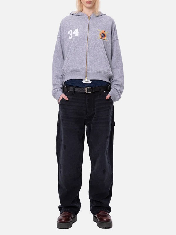 SMYRNA - HIRKA - Jockey Club Zip Hoodie - Grey Melange - shopi go'da!.