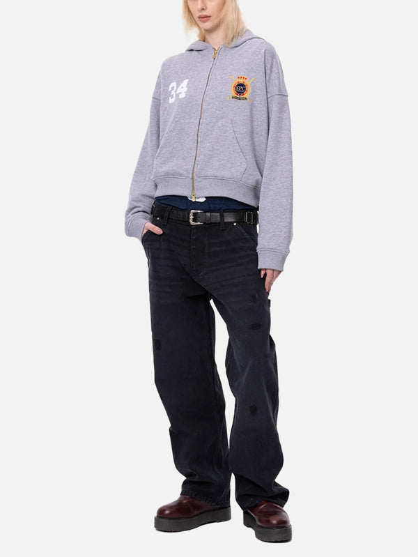 SMYRNA - HIRKA - Jockey Club Zip Hoodie - Grey Melange - shopi go'da!.