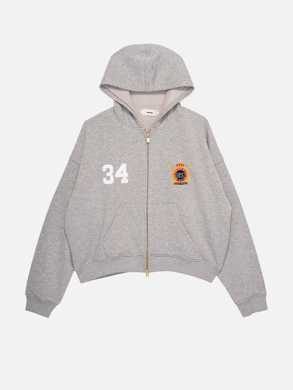 SMYRNA - HIRKA - Jockey Club Zip Hoodie - Grey Melange - shopi go'da!.