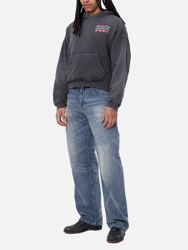 SMYRNA - SWEATSHIRT - Records Hoodie - Washed Black - shopi go'da!.