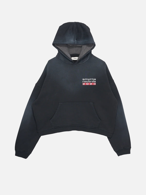 SMYRNA - SWEATSHIRT - Records Hoodie - Washed Black - shopi go'da!.