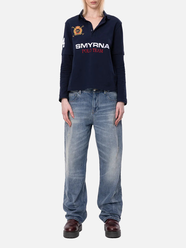 SMYRNA - T-SHIRT - Team Polo L/S Shirt - Navy - shopi go'da!.