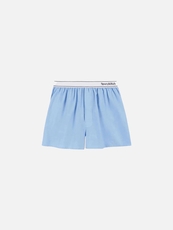 SPORTY & RICH - ŞORT - Serif Logo Boxer Shorts - Sky Blue - shopi go'da!.