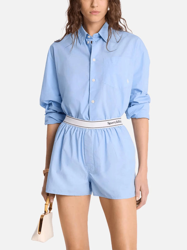 SPORTY & RICH - ŞORT - Serif Logo Boxer Shorts - Sky Blue - shopi go'da!.