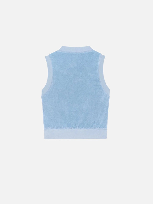 SPORTY & RICH - SÜVETER - SRC Terry Vest - Sky Blue/White - shopi go'da!.
