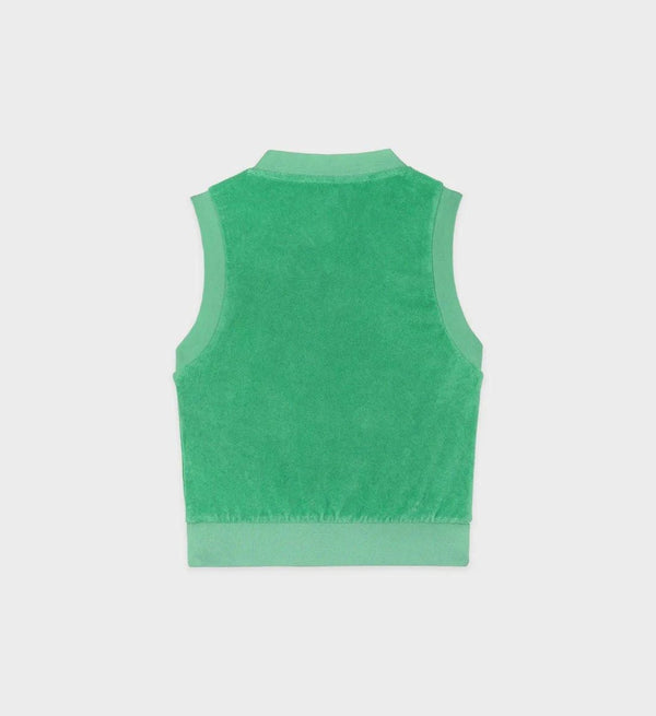 SPORTY & RICH - SÜVETER - Serif Logo Terry Vest - Verde/White - shopi go'da!.