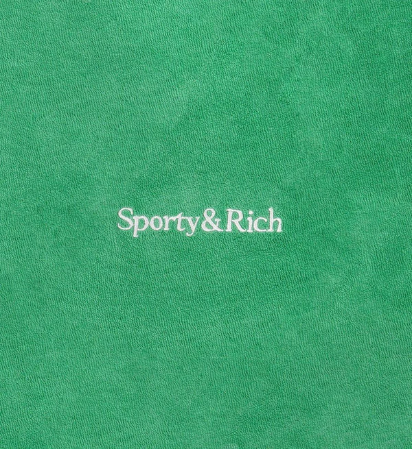 SPORTY & RICH - SÜVETER - Serif Logo Terry Vest - Verde/White - shopi go'da!.