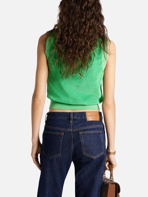 SPORTY & RICH - SÜVETER - Serif Logo Terry Vest - Verde/White - shopi go'da!.
