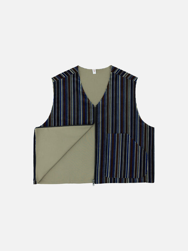 Striped Velvet Zipper Vest