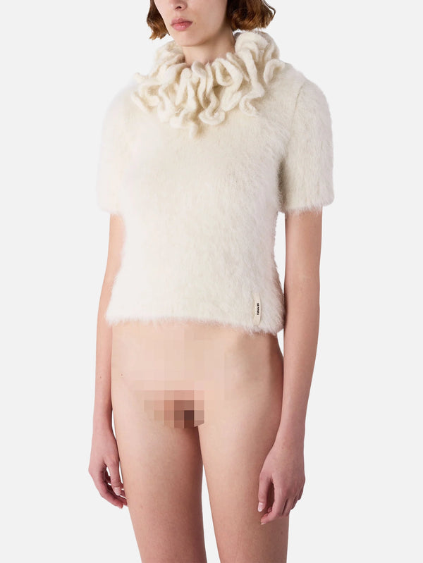 SUNNEI - T-SHIRT - Hairy Knit SS Top - Off White - shopi go'da!.
