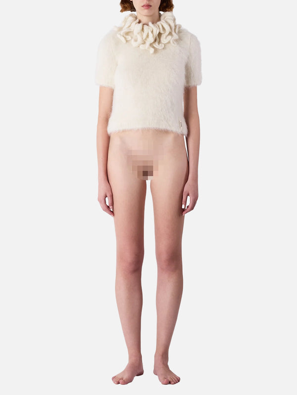SUNNEI - T-SHIRT - Hairy Knit SS Top - Off White - shopi go'da!.