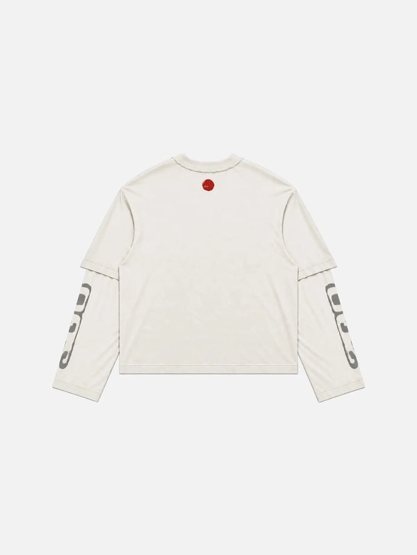 shopi go Tomisato Double Sleeve T-Shirt – Off White, arka görünüm