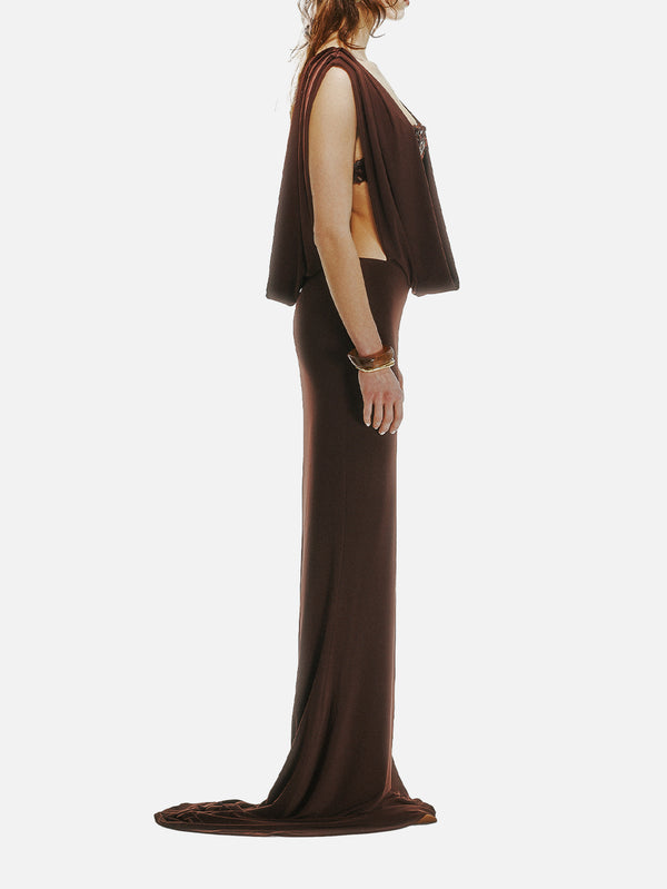THE TACCA - ELBİSE - Moondrop Dress - Brown - shopi go'da!.