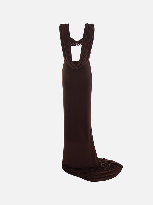 THE TACCA - ELBİSE - Moondrop Dress - Brown - shopi go'da!.