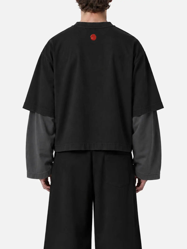 shopi go Tomisato Double Sleeve T-Shirt – Black/Grey, arka görünüm