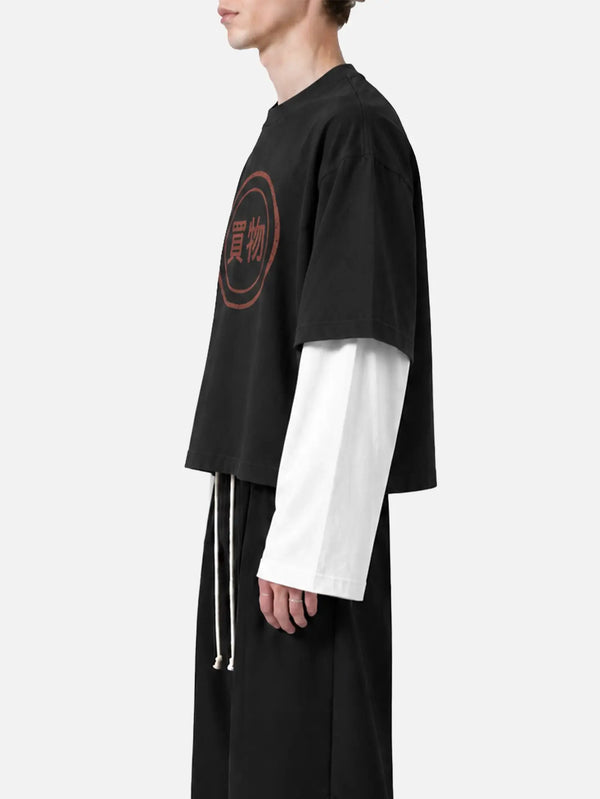 shopi go Tomisato Double Sleeve T-Shirt – Black/White, yan görünüm
