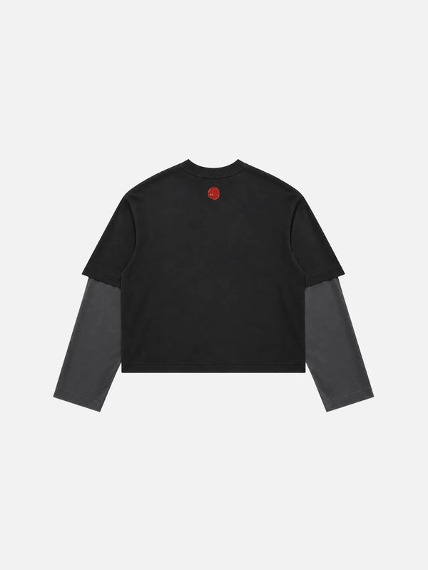 shopi go Tomisato Double Sleeve T-Shirt - Black/Grey, arka görünüm