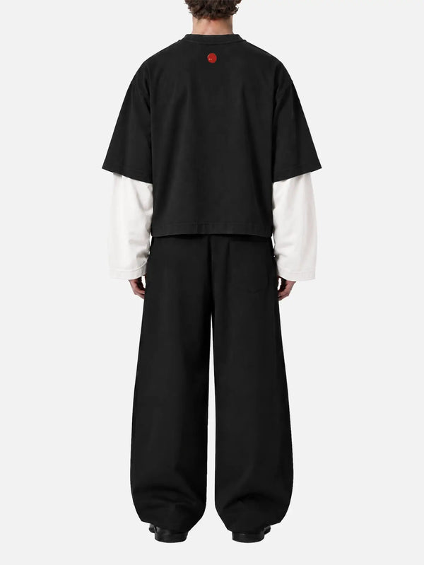 shopi go Tomisato Double Sleeve T-Shirt - Black/White, arkadan görünüm
