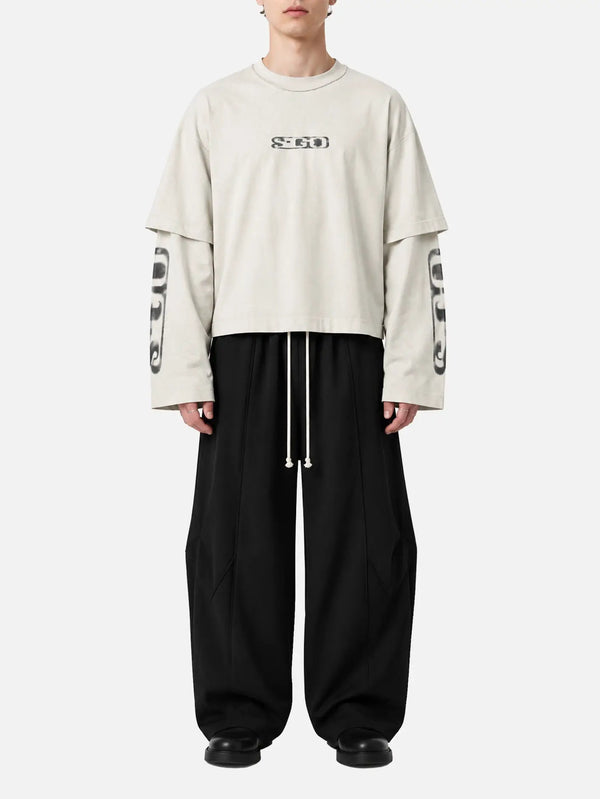 SHOPI GO Tomisato Double Sleeve T-Shirt – Off White, önden görünüm
