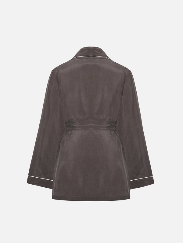 COME AS YOU ARE, Şal Yaka Cupro Gömlek - Antrasit, GÖMLEK, shopi go'da!