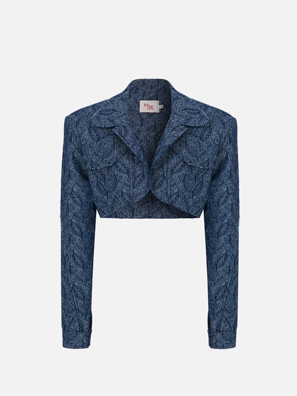 Wander Dark Blue Patterned Denim Jacket