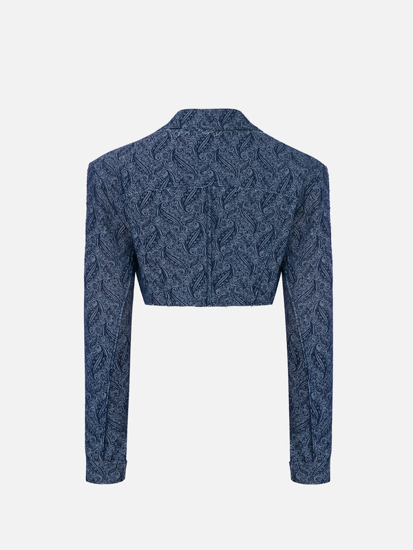 Wander Dark Blue Patterned Denim Jacket