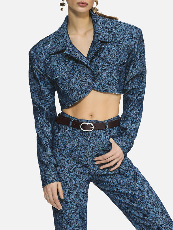 Wander Dark Blue Patterned Denim Jacket