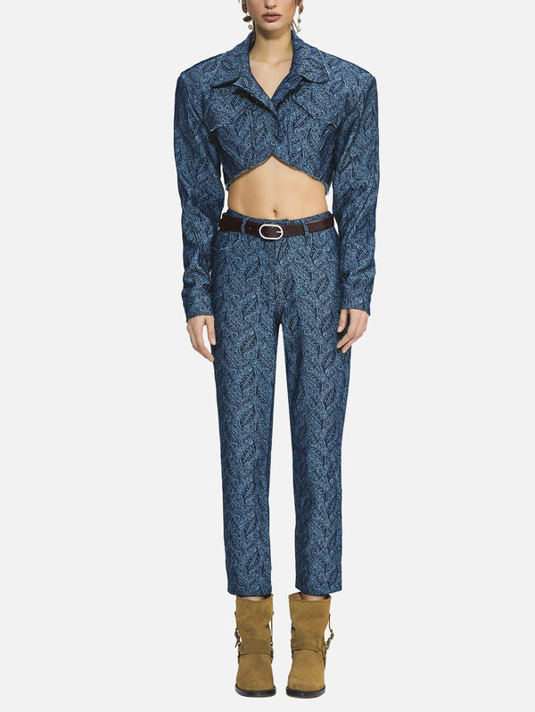 Wander Dark Blue Patterned Denim Jacket
