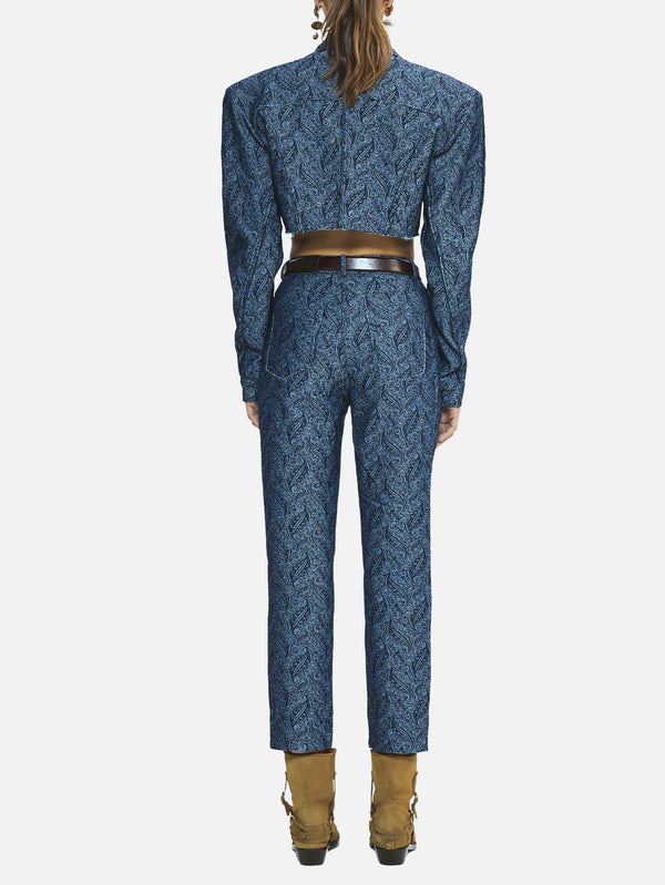 Wander Dark Blue Patterned Denim Jacket