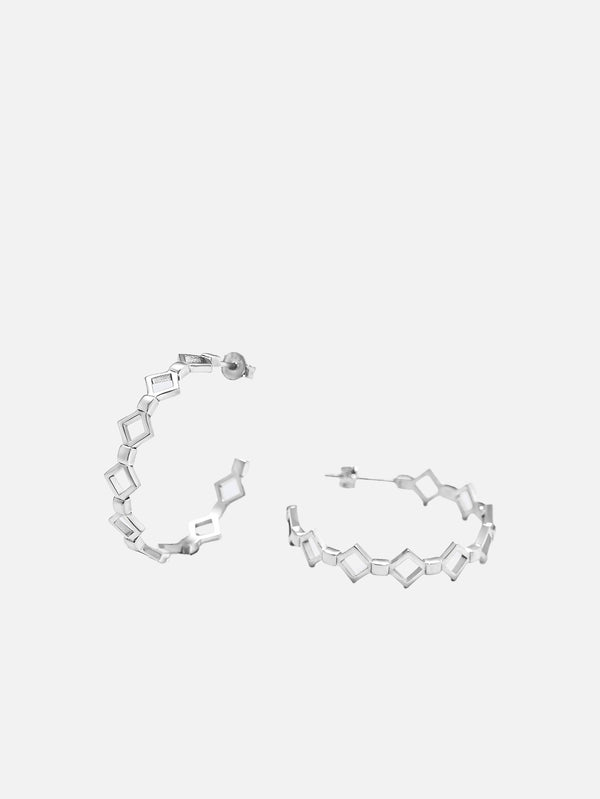 X STUDIO - KÜPE - Silhouette Hoop Earrings - Silver - shopi go'da!.