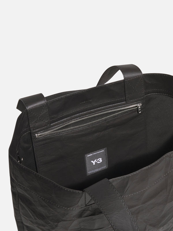 Y-3 - ÇANTA - Y-3 Leather Tote Bag - Black - shopi go'da!.
