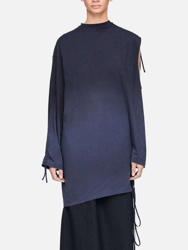 Y-3 - T-SHIRT - Y-3 Dip Dye Cinched Drape T-Shirt - Black - shopi go'da!.