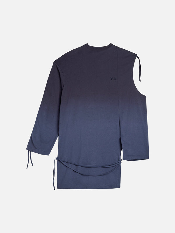 Y-3 - T-SHIRT - Y-3 Dip Dye Cinched Drape T-Shirt - Black - shopi go'da!.