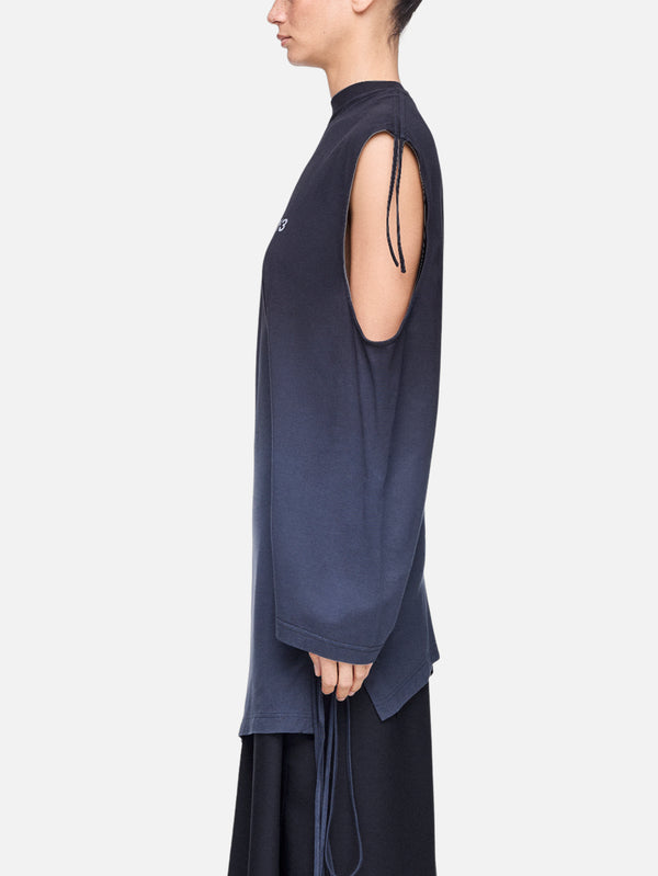 Y-3 - T-SHIRT - Y-3 Dip Dye Cinched Drape T-Shirt - Black - shopi go'da!.