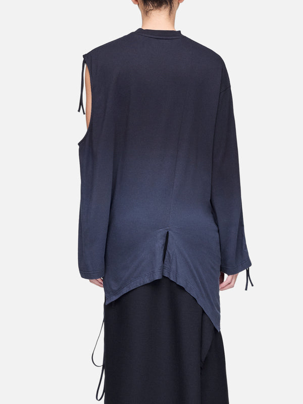 Y-3 - T-SHIRT - Y-3 Dip Dye Cinched Drape T-Shirt - Black - shopi go'da!.
