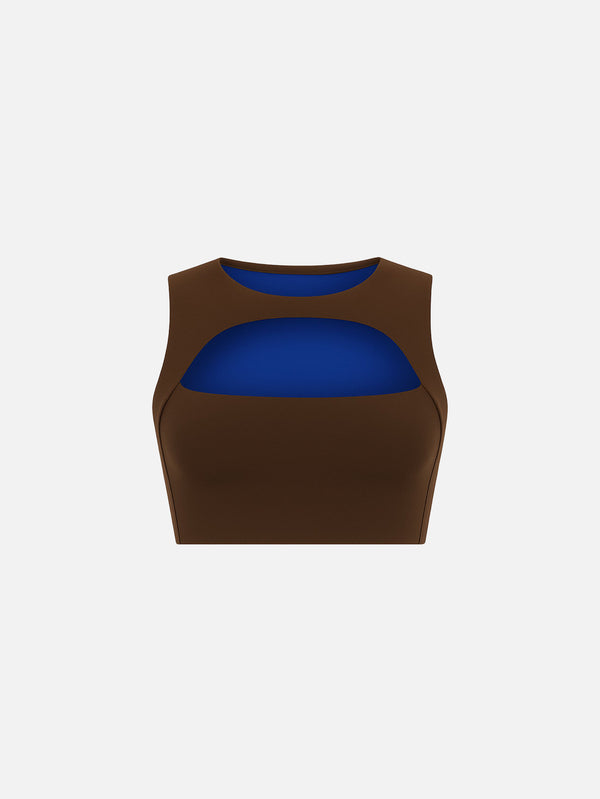 YORSTRULY - BRALETTE - Cut Out Bra Top - Espresso Martini (Inside Electric Blue) - shopi go'da!.