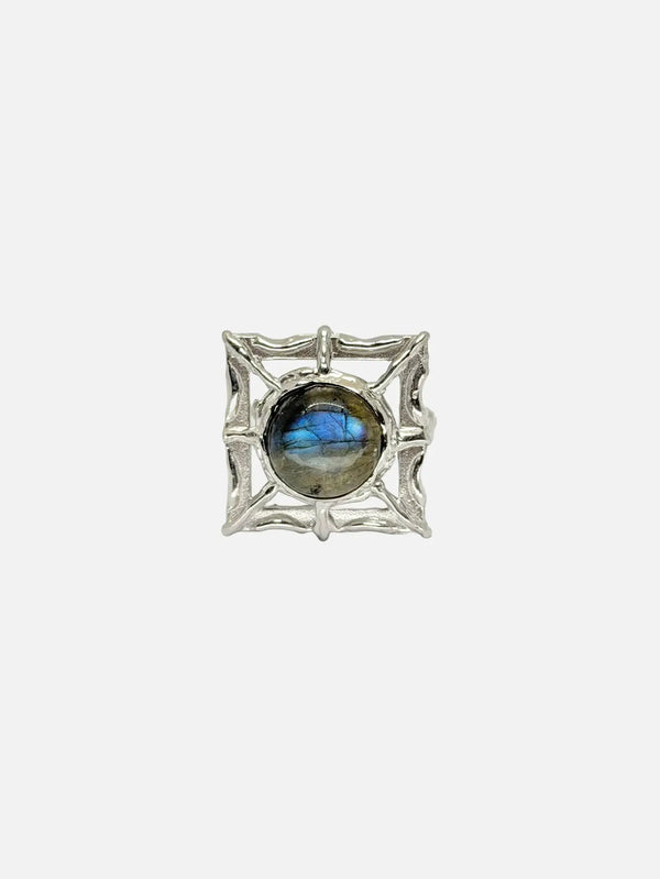 KAEL Xena Ring – gümüş, labradorit taşı, ön görünüm