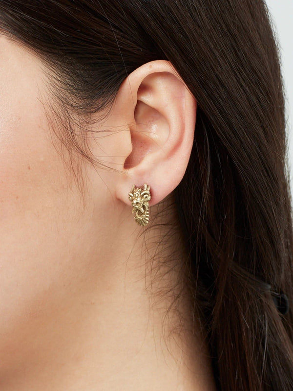 ZEWORKS - KÜPE - Bold  Dragon Mini Earrings - Gold - shopi go'da!.