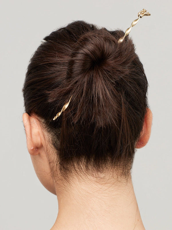 ZEWORKS - SAÇ AKSESUARI - Bold Dragon Burma Hair Stick - Gold - shopi go'da!.