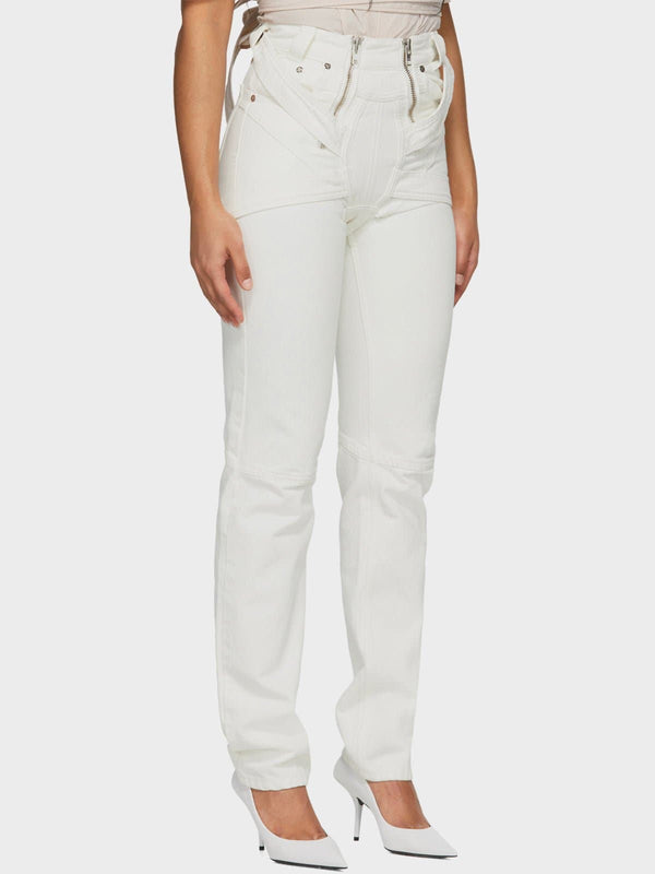 Esin Organic Jeans With Harness - White - shopi go