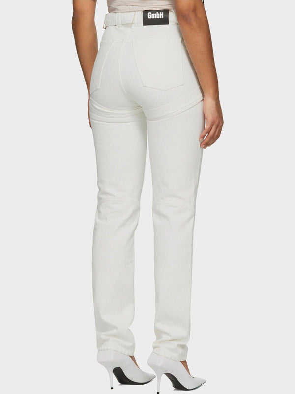 Esin Organic Jeans With Harness - White - shopi go