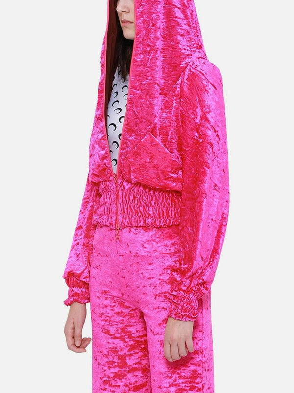 Fermuarlı Hoodie - Fuşya - shopi go