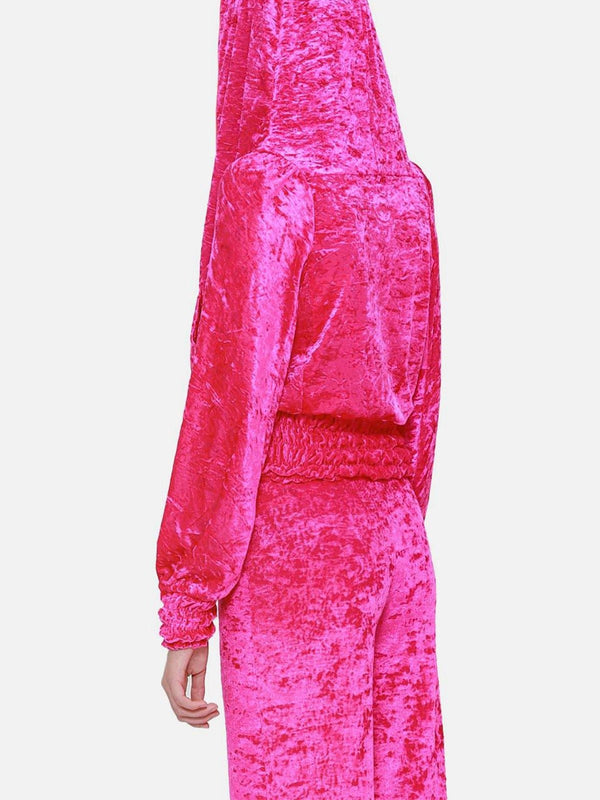 Fermuarlı Hoodie - Fuşya - shopi go