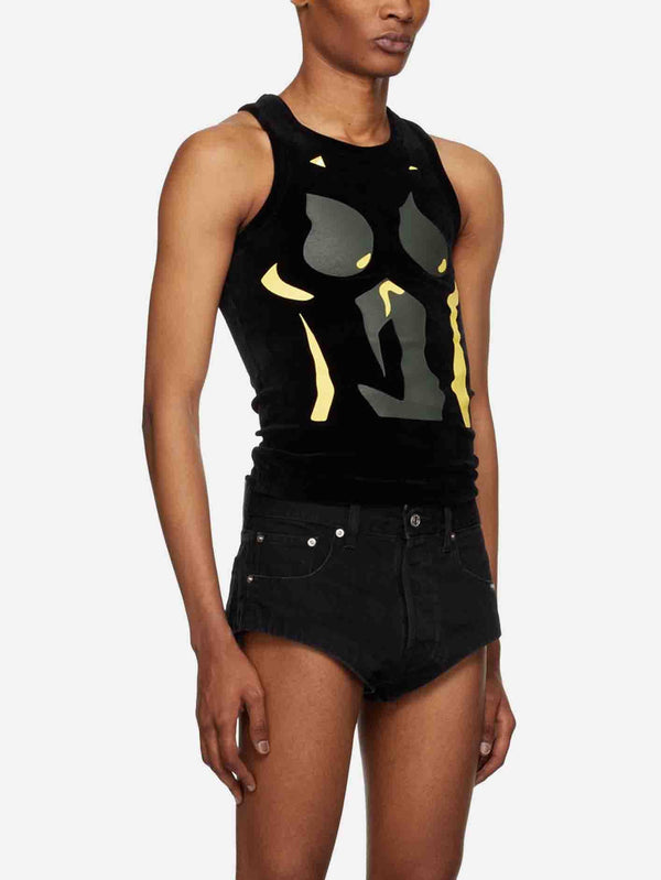 MOWALOLA - ATLET - Peach Effect Tank Top - Black - shopi go'da!.