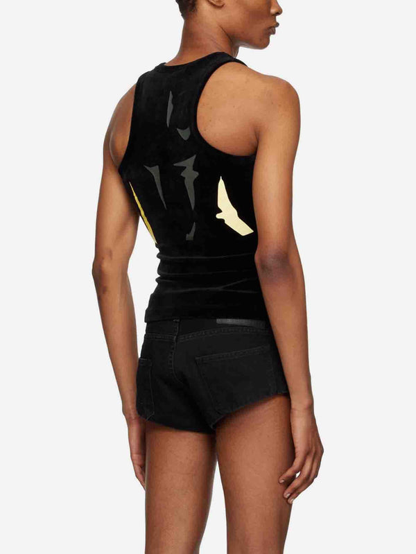 MOWALOLA - ATLET - Peach Effect Tank Top - Black - shopi go'da!.