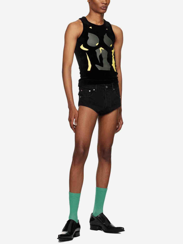 MOWALOLA - ATLET - Peach Effect Tank Top - Black - shopi go'da!.