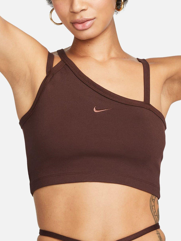 NIKE - ATLET - Sportswear Everyday Modern Asymmetrical Cropped Tank - Brown - shopi go'da!.