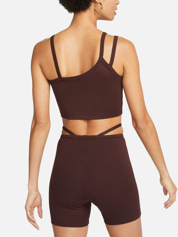 NIKE - ATLET - Sportswear Everyday Modern Asymmetrical Cropped Tank - Brown - shopi go'da!.