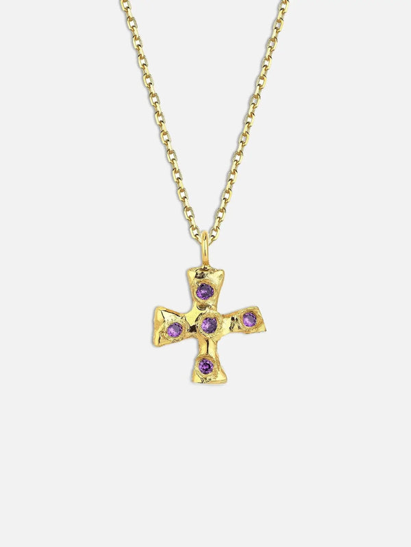 RAFAEL INDIANA The Cyprus Cross - Gold/Purple - Necklaces KOLYE
